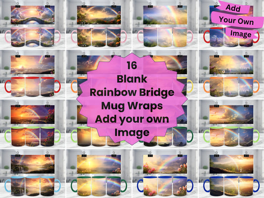 16 x Blank Rainbow Bridge Mug Wraps - Add your own image.