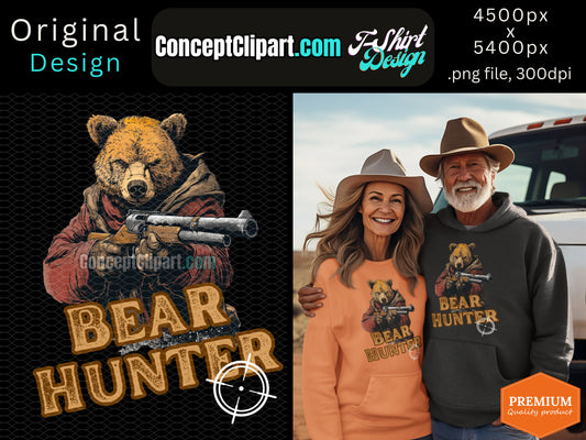 Bear Hunter T-Shirt Design