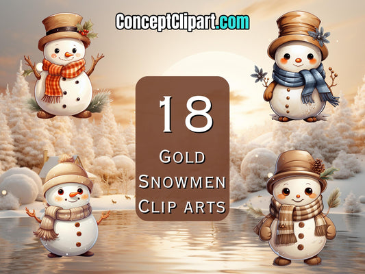 18 x Gold Cute Christmas Snowman Bundle