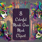 Colorful Mardi Gras Mask Clipart Bundle