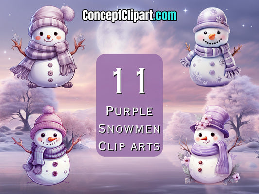11 x Purple Cute Christmas Snowman Bundle