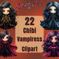 22 Beautiful Chibi Vampiress Clipart Bundle