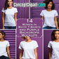 14 Women White T-Shirt with Purple Backdrops Mockups