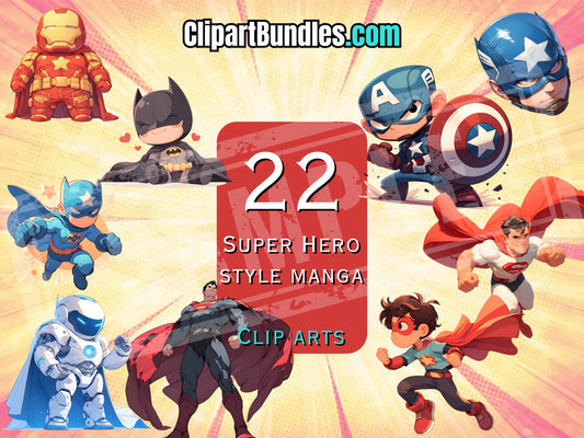 22 x Superhero Themed Clipart Bundle