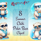 8 x Beautiful Summer Chibi Polar Bear Clipart Bundle