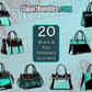 20 x Black and Teal Handbags Clipart Bundle