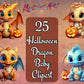 25 Halloween Dragon Baby Clipart Bundle