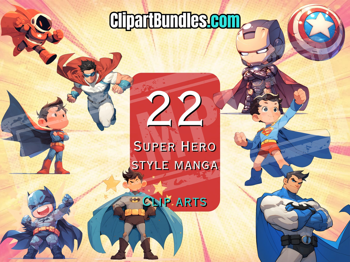 22 x Superhero Themed Clipart Bundle