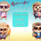 8 x Beautiful Summer Chibi Hedgehog Clipart Bundle