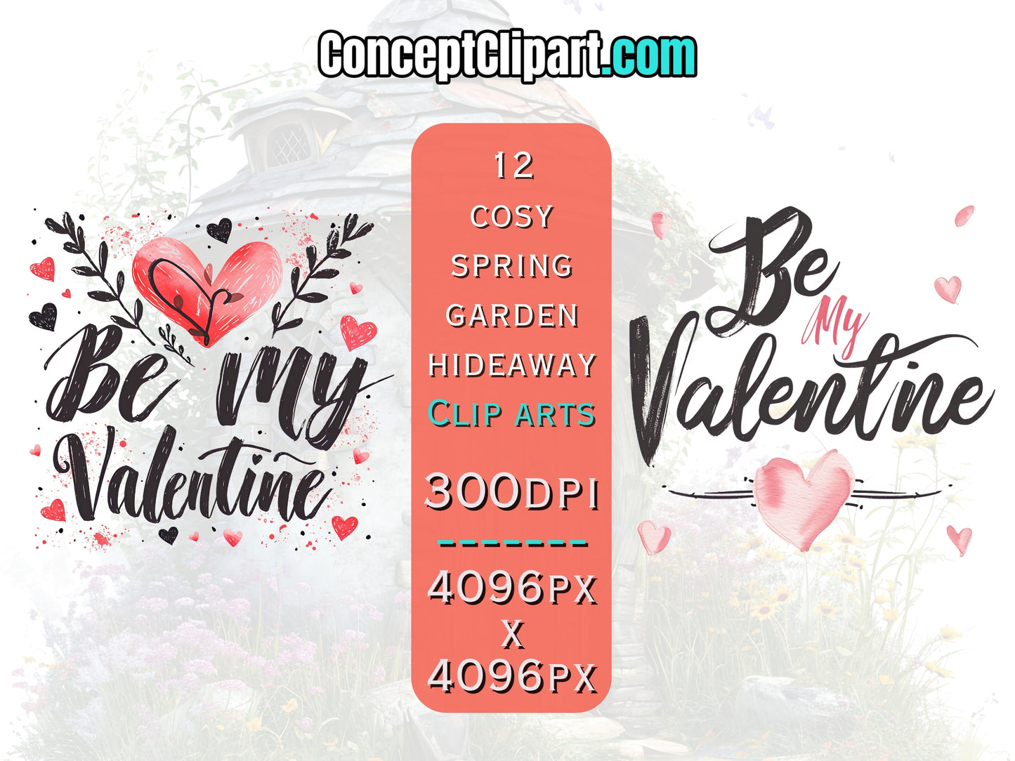 6 x "Be My Valentine" Designs Clipart Bundle