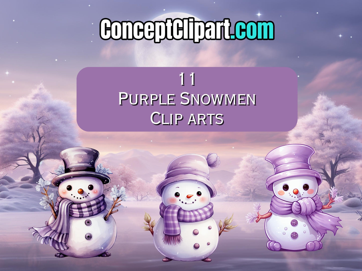 11 x Purple Cute Christmas Snowman Bundle