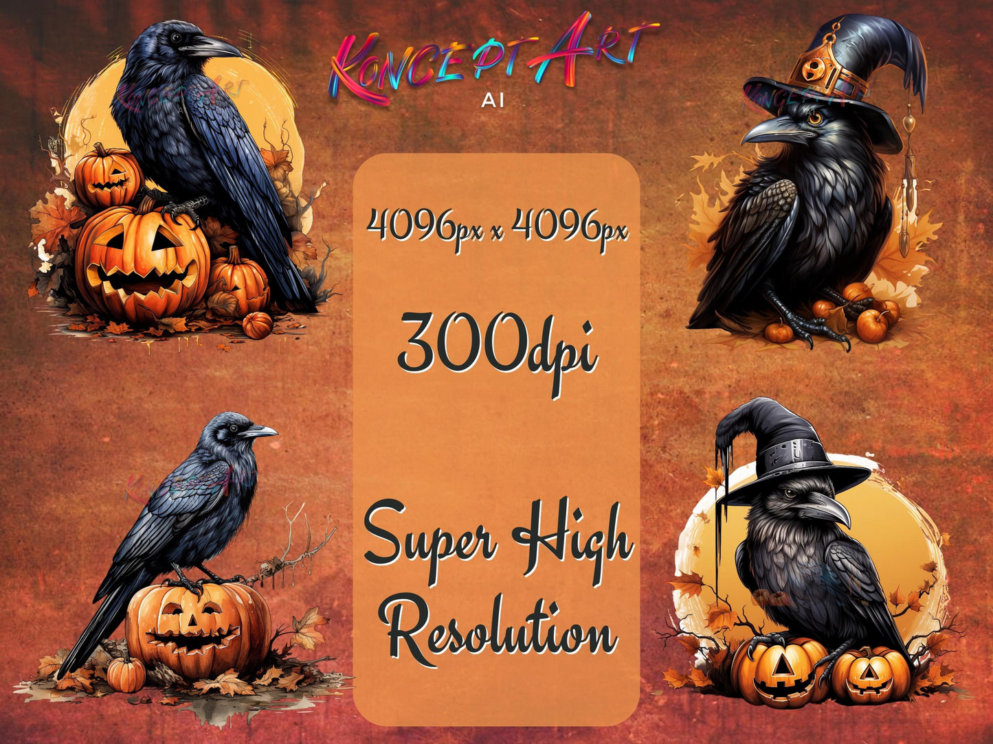 14 x Halloween Crows Clipart Bundle