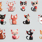 24 x Cute Valentine/Love Cats Clip art Bundle