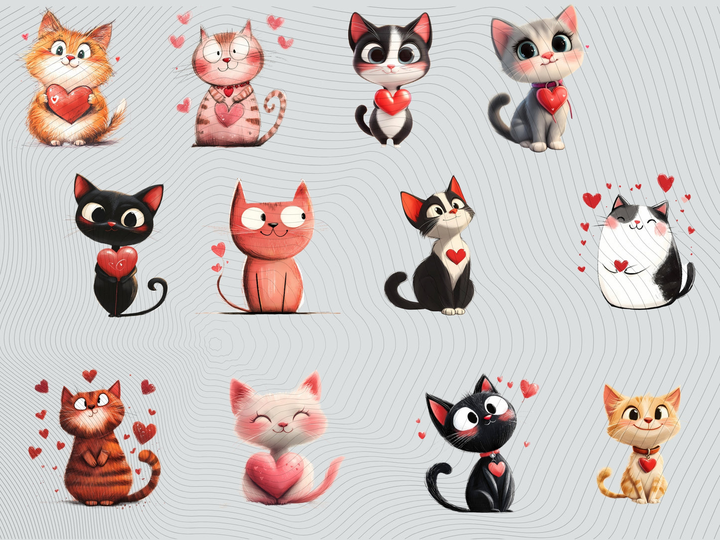 24 x Cute Valentine/Love Cats Clip art Bundle