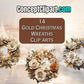 14 x Gold Cute Christmas Wreaths Clip Art Bundle