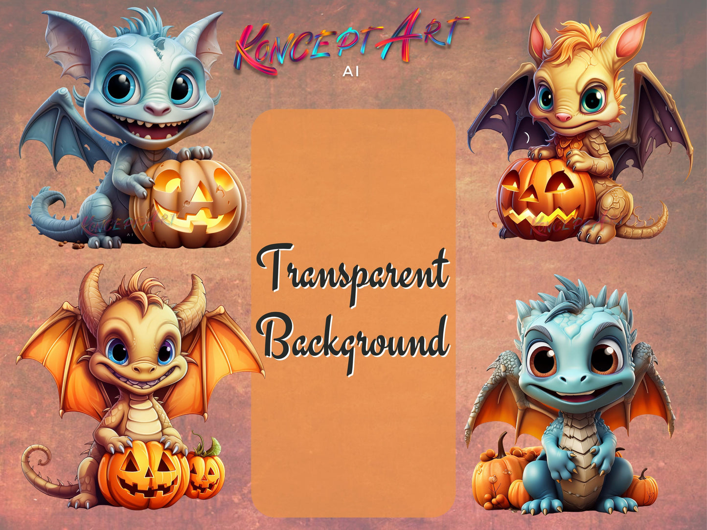 25 Halloween Dragon Baby Clipart Bundle