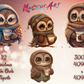 12 x Chibi Christmas Owl Clipart Bundle