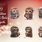 12 x Chibi Christmas Owl Clipart Bundle