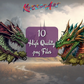 10 x Colorful Dragon Head Clipart Bundle