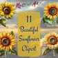 11 x Beautiful Sunflower Clipart. Sunflower Clipart Bundle