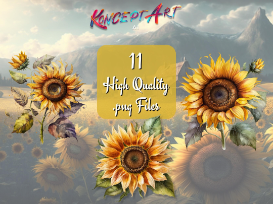 11 x Beautiful Sunflower Clipart. Sunflower Clipart Bundle