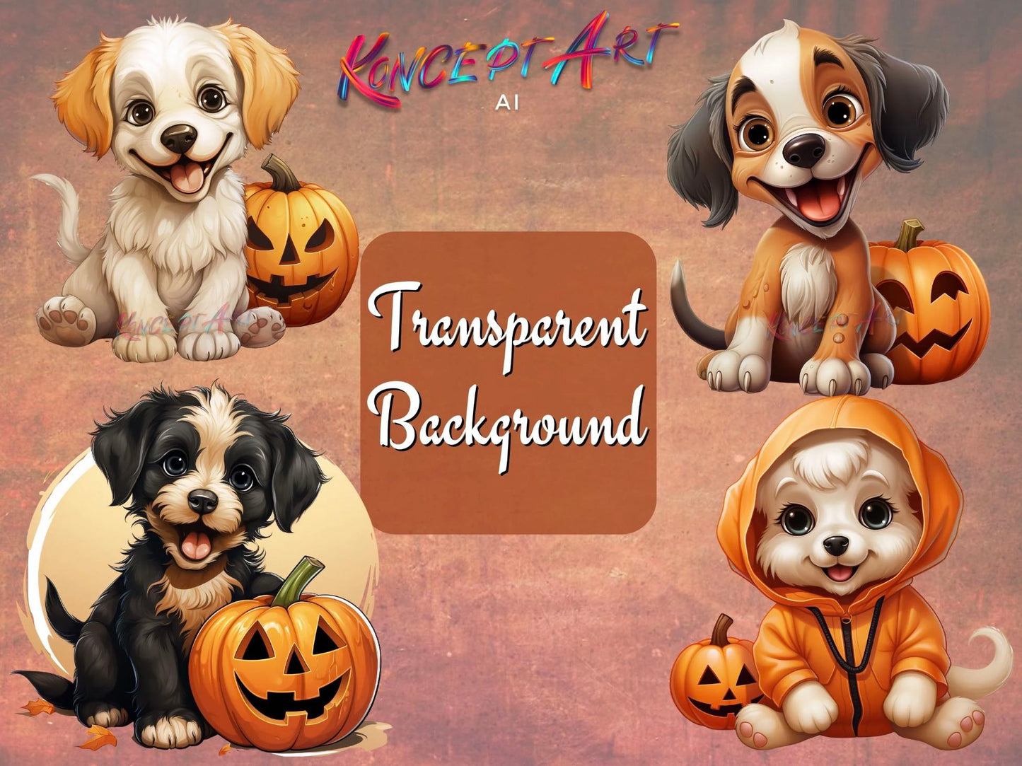 20 x Halloween Cats and Dogs Clipart Bundle