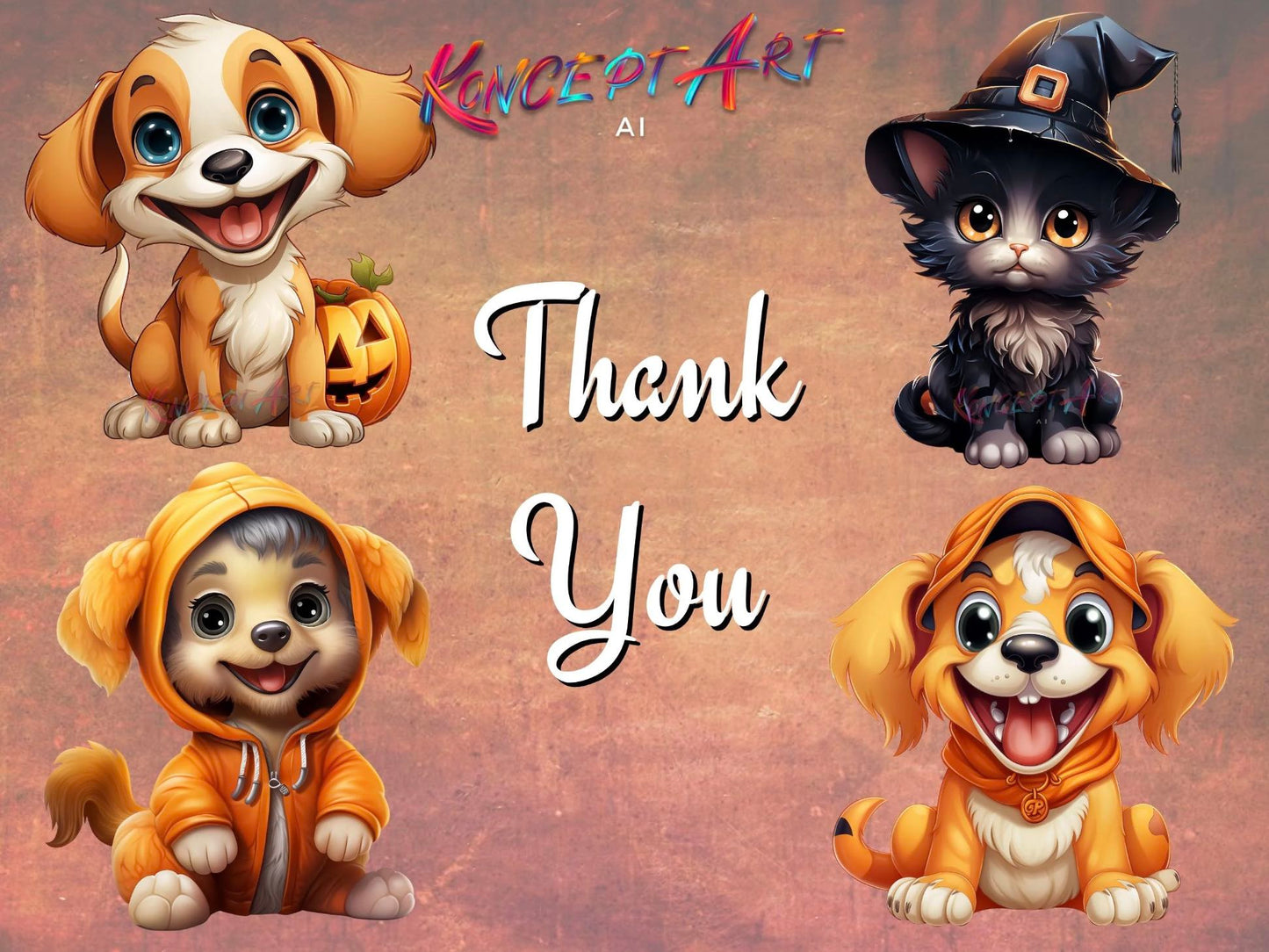 20 x Halloween Cats and Dogs Clipart Bundle