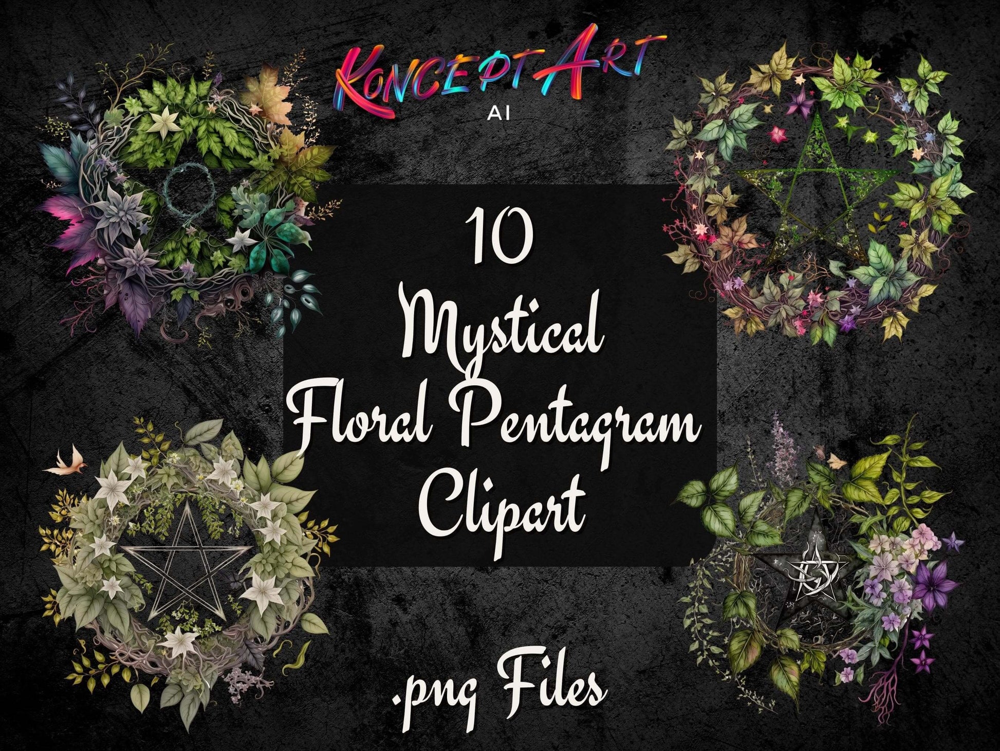 Mystical Witchcraft Pentagram Clipart Bundle