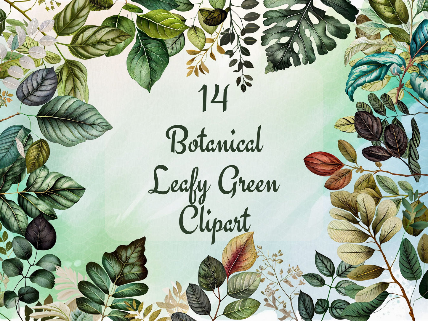 14 x Beautiful Botanical Greenery Clipart Bundle