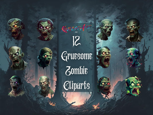 12 x Zombie Clipart Bundle