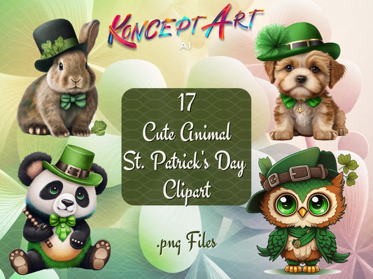 17 x Super Cute St. Patrick's Day Animal Clipart Bundle