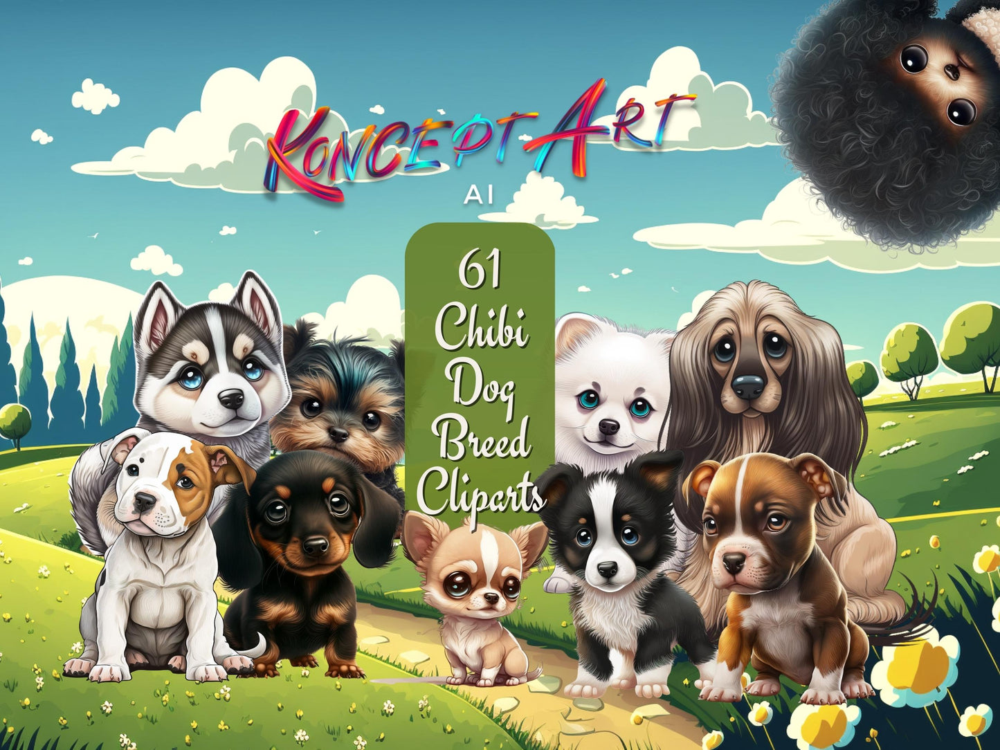 Chibi Dog Breeds Clipart Bundle