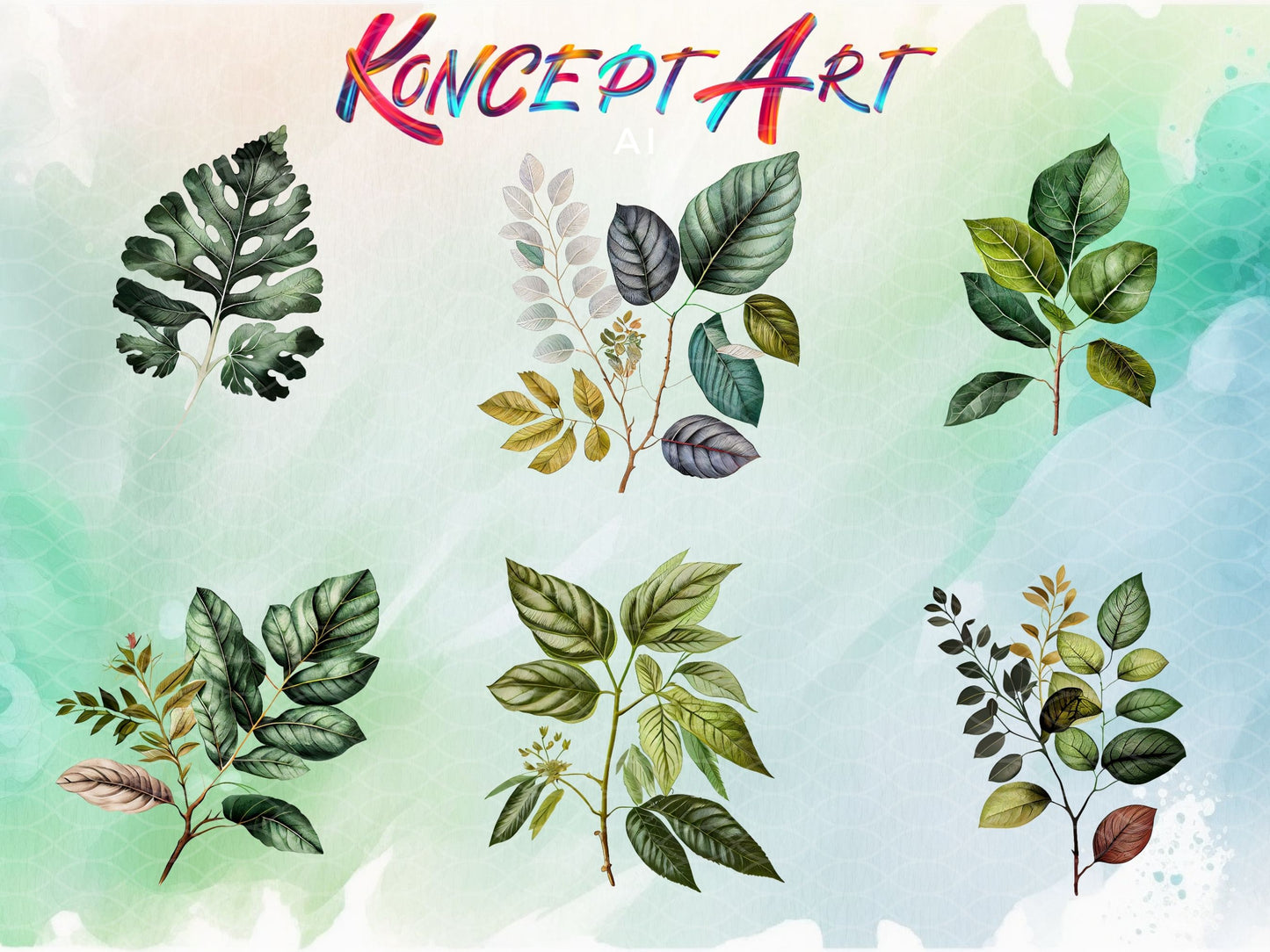 14 x Beautiful Botanical Greenery Clipart Bundle