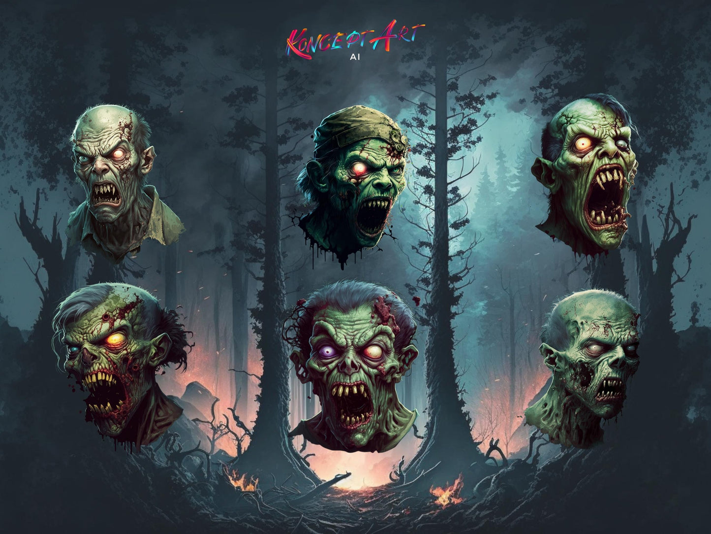 12 x Zombie Clipart Bundle