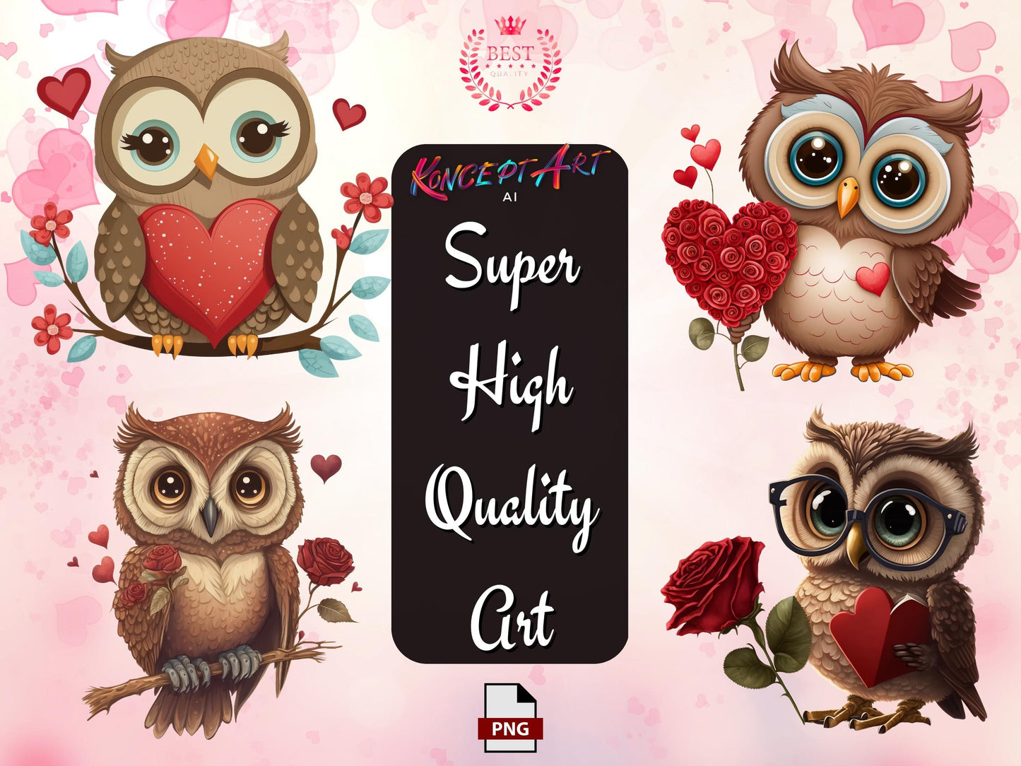 16 x Cute Valentine Owl Cliparts Bundle