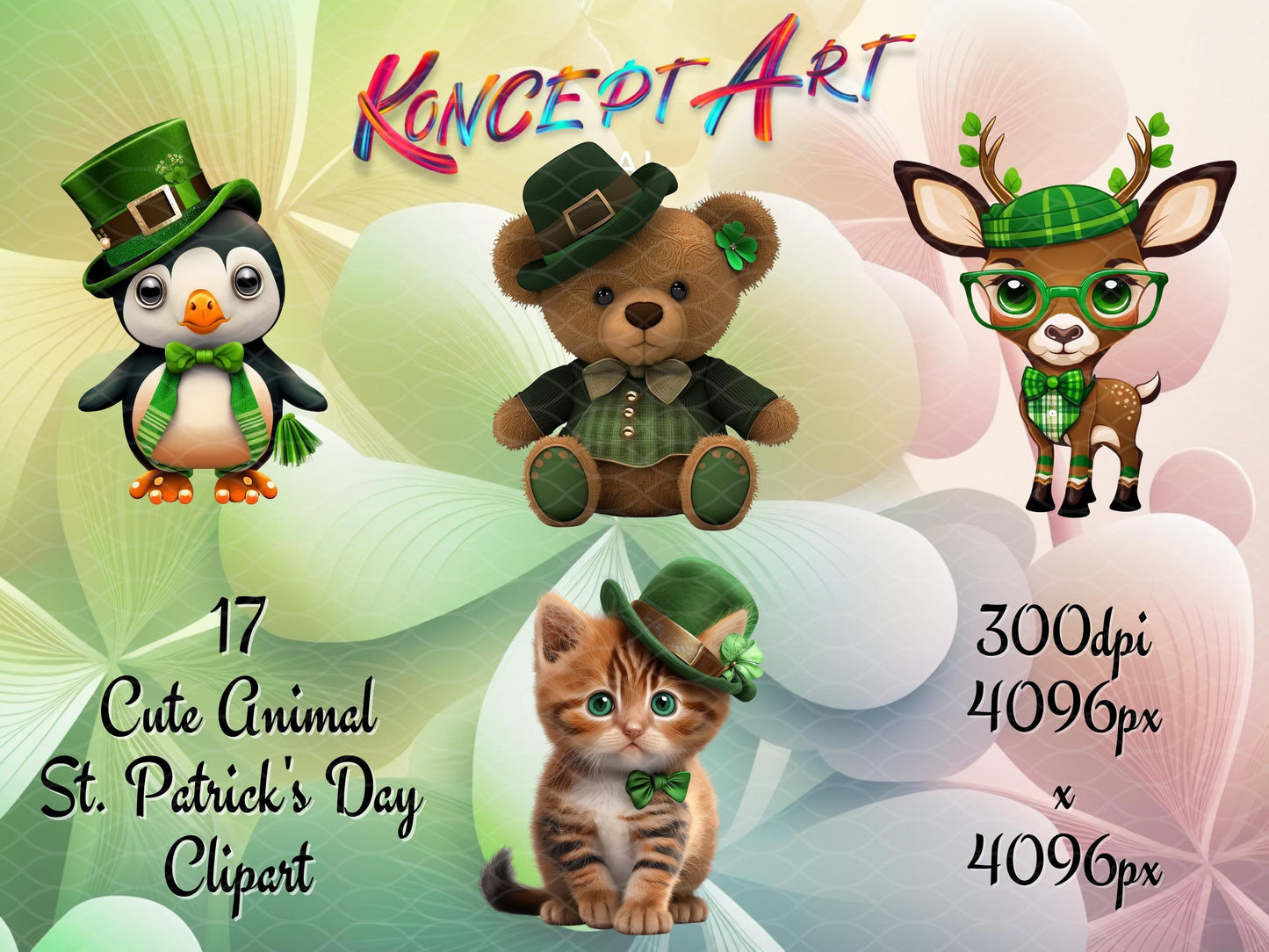 17 x Super Cute St. Patrick's Day Animal Clipart Bundle