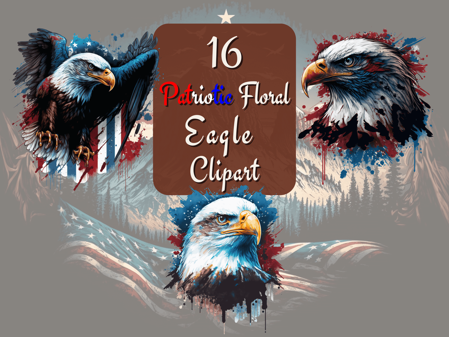 Patriotic Eagle Clipart Bundle