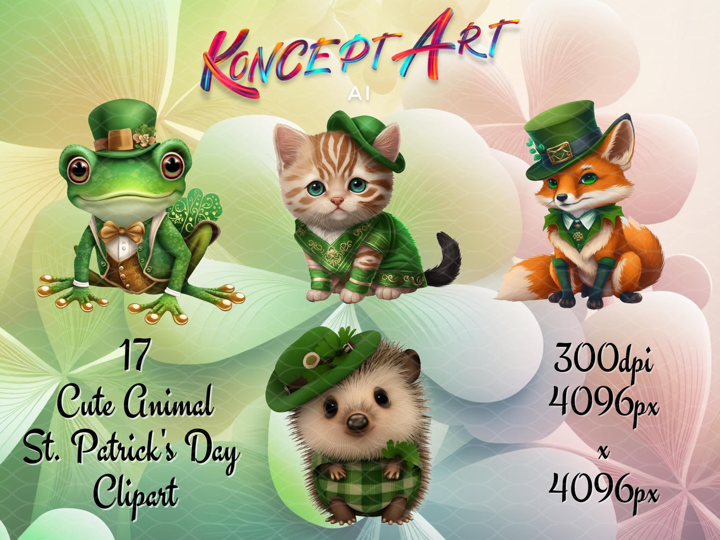 17 x Super Cute St. Patrick's Day Animal Clipart Bundle