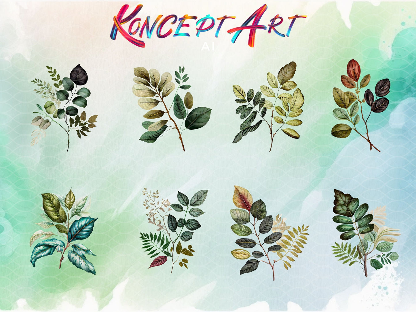 14 x Beautiful Botanical Greenery Clipart Bundle